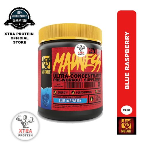 Mutant Madness Pre Workout Blue Raspberry (225g) 30 Servings | Xtra Protein