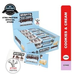 Misfits Vegan Gluten Free Protein Bar White Chocolate Cookies and Cream (45g) 12 Pack | Xtra Protein