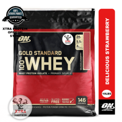 Optimum Nutrition Gold Standard Whey Delicious Strawberry (10lb) 146 Servings | Xtra Protein