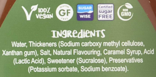 Skinny Food Sugar Free Golden Syrup (425ml) Zero Calorie | Ingredients