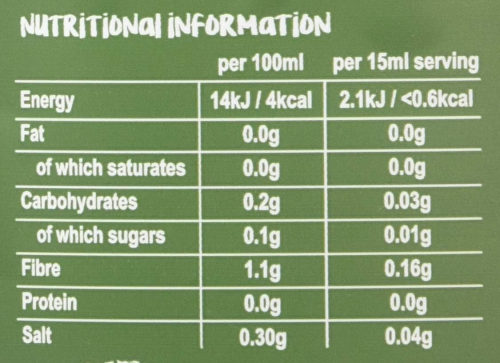 Skinny Food Sugar Free Golden Syrup (425ml) Zero Calorie | Nutritional Facts