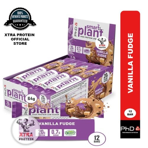 PhD Nutrition Halal Smart Bar Plant Vanilla Fudge (64g) 12 Pack | Xtra Protein