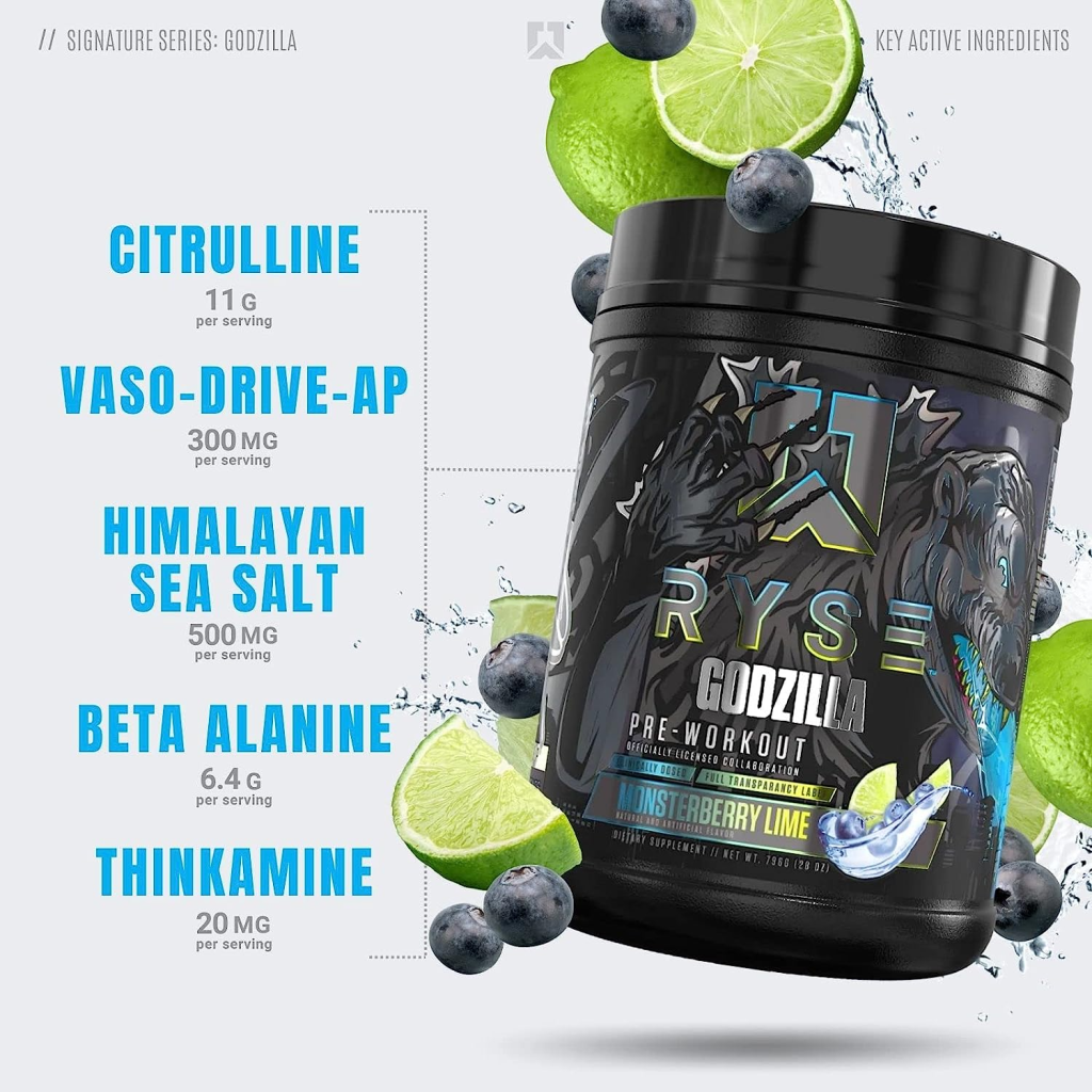 Ryse Noel Deyzel x Godzilla PreWorkout Monsterberry Lime