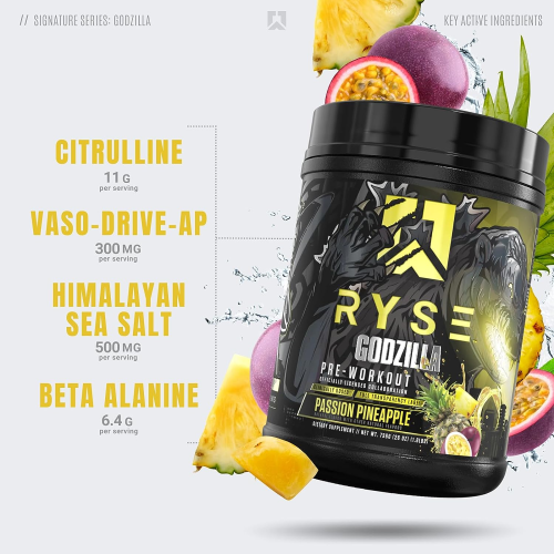 Ryse Noel Deyzel x Godzilla Pre-Workout Passion Pineapple (714g) 40 Servings