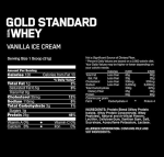 Optimum Nutrition 100% Gold Standard Whey Protein Vanilla Ice Cream (1lb) 14 Servings Nutritional Facts | Xtra Protein