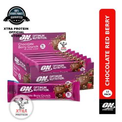 Optimum Nutrition Protein Crunch Bar Chocolate Red Berry (55g) 12 Pack | Xtra Protein