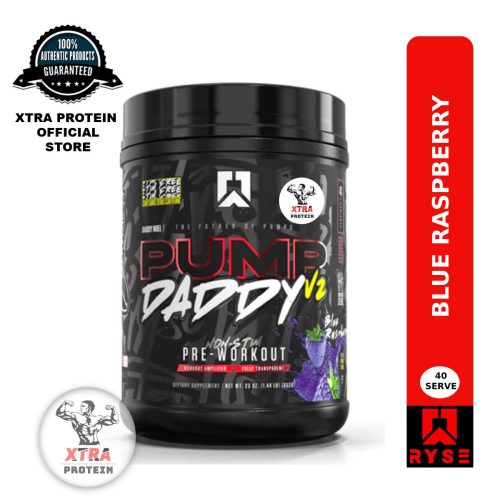 Ryse Pump Daddy Non-Stim Pre Workout V2 Blue Raspberry (772g) 40 Servings | Xtra Protein