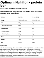 Optimum Nutrition Protein Crunch Bar Chocolate Sea Salt (55g) 12 Pack Nutrional Facts | Xtra Protein