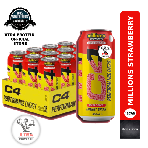 Cellucor C4 Sugar-Free Energy Millions Strawberry (473ml) 12 Pack | Xtra Protein