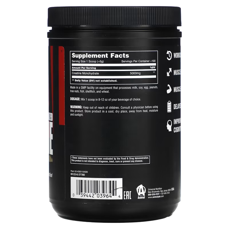 Animal Creatine 100% Monohydrate (500g) 100 Servings